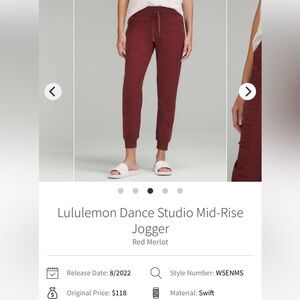 Lululemon Dance Studio Joggers - Red Merlot